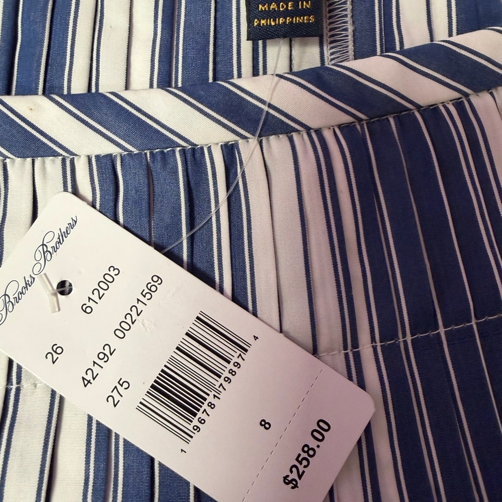 Brooks Brothers Blue & White Striped A-Line Midi Skirt Size 8 NWT 100% Cotton - Picture 7 of 10